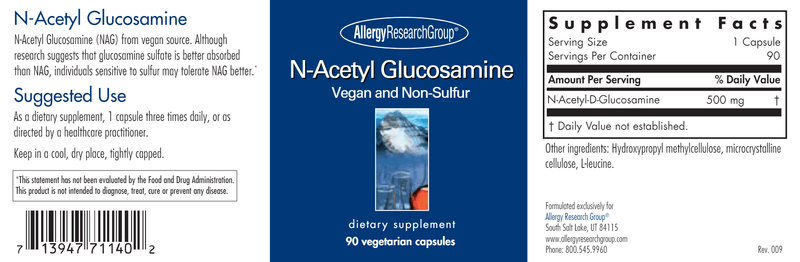 N-Acetyl Glucosamine (NAG) (Allergy Research Group) label