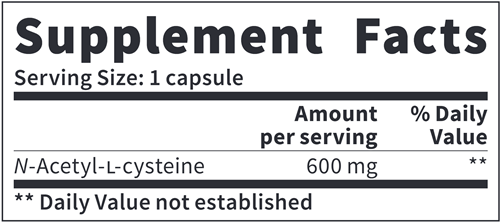 N.A.C. 600 mg (Vitazan Pro) Supplement Facts