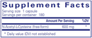 NAC (n-acetyl-l-cysteine) 600 mg 180 Count
