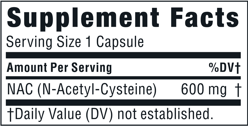 NAC | N-Acetyl-Cysteine Twinlab Supplement Facts
