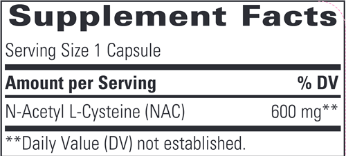 NAC (N-Acetyl L-Cysteine) (Integrative Therapeutics) Supplement Facts