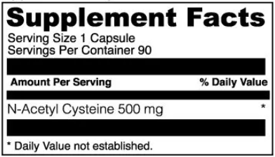 N Acetyl Cysteine 500 mg DaVinci Labs Supplement Facts