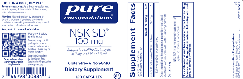 NSK-SD 100 Mg. 120's (Pure Encapsulations) label