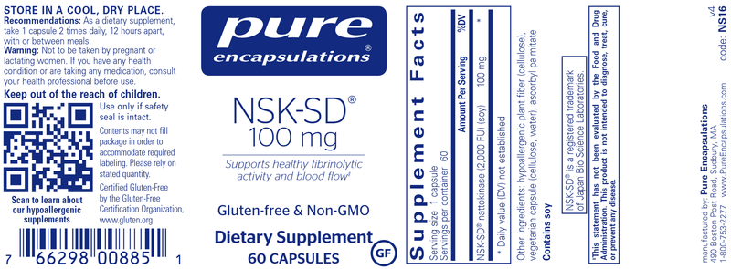 NSK-SD 100 Mg 60's (Pure Encapsulations) label