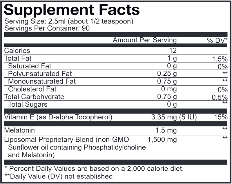 Nanofood Liposomal Teen Sleep + Codeage Supplement Facts