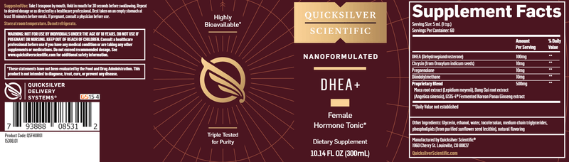 Nanoformulated DHEA+ (Quicksilver Scientific) 300ml Label
