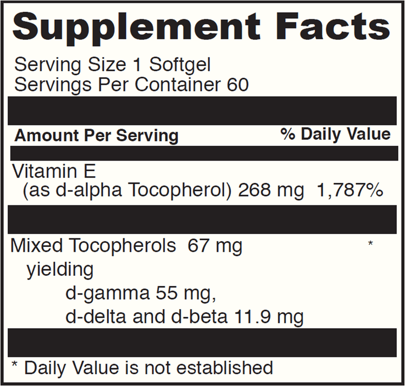 Natural Mixed Tocopherol E 400 DaVinci Labs Supplement Facts