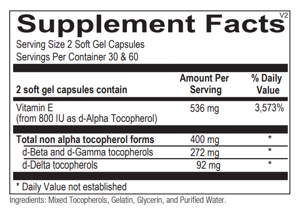 natural vitamin e mixed tocopherols ortho molecular supplement