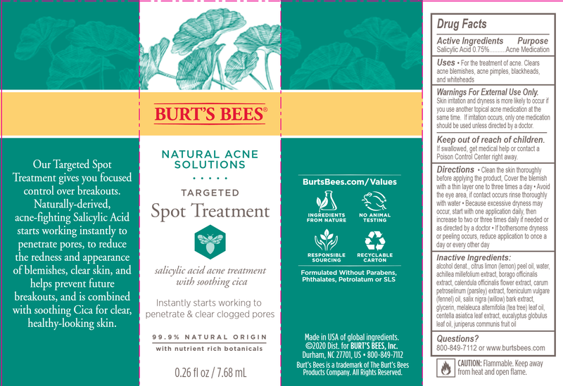 Natural Acne Solutions Spot Treatment (Burts Bees) Label