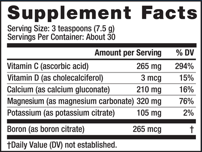 Natural Calm + Calcium Raspberry-Lemon (Natural Vitality) 8oz Supplement Facts