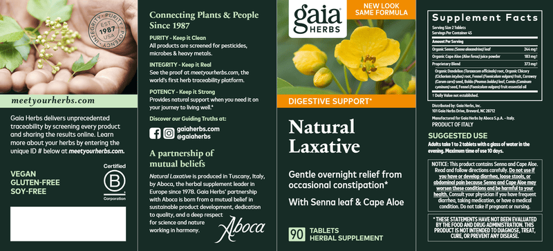Natural Laxative (Gaia Herbs) Label