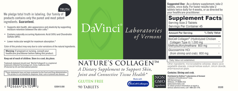 Natures Collagen DaVinci Labs Label