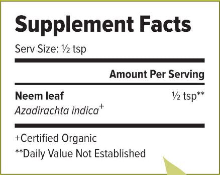 Neem Leaf Powder (Organic) (Banyan Botanicals) Supplement Facts