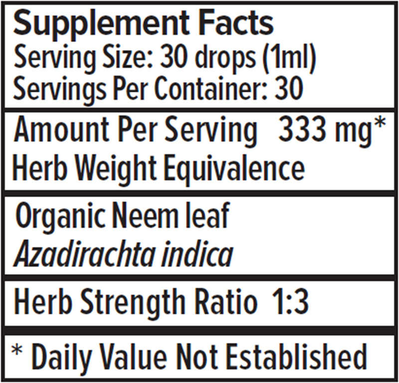 Neem Liquid Extract (Banyan Botanicals) Supplement Facts