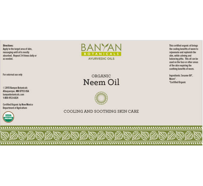 Neem Oil (Certified Organic) (Banyan Botanicals) Label