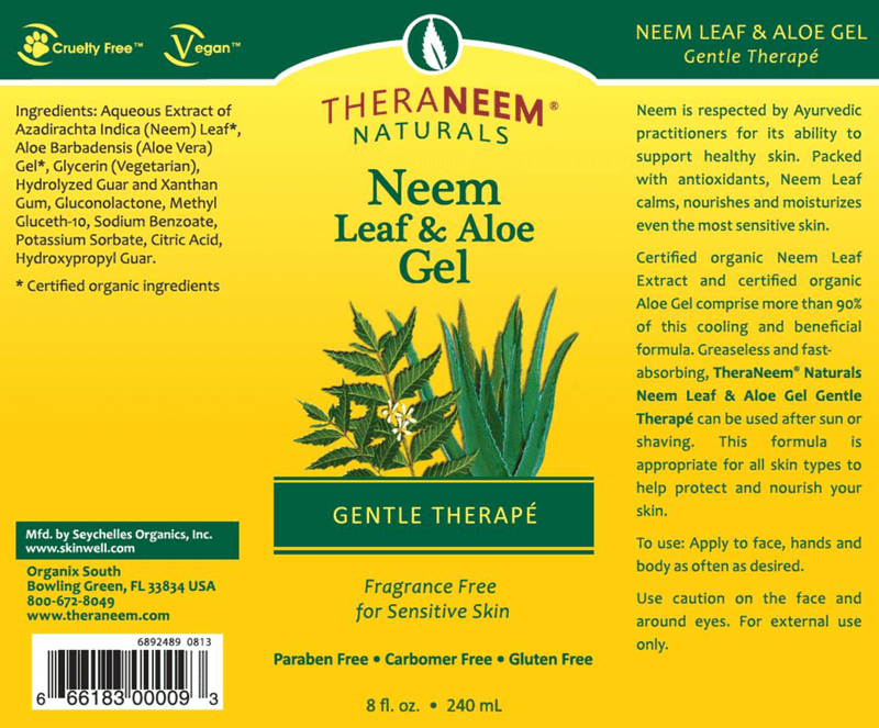 Neem Leaf & Aloe Gel Original (Theraneem) Label