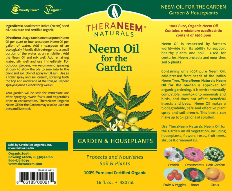 Neem Oil for the Garden (Theraneem) Label