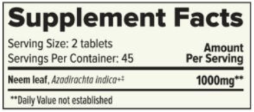 Neem Organic Tablets (Banyan Botanicals) Supplement Facts