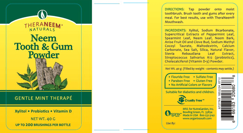 Neem Tooth & Gum Powder (Theraneem) Label