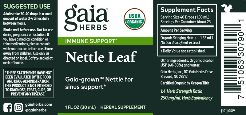 Nettle Leaf 1oz (Gaia Organics®) (Gaia Herbs) Label
