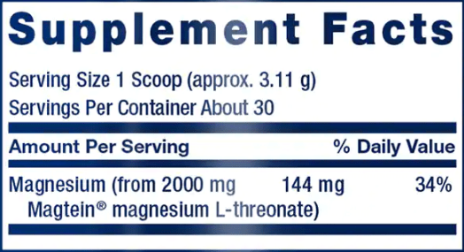 Neuro-Mag® Magnesium L-Threonate (Tropical Punch) (Life Extension) Supplement Facts