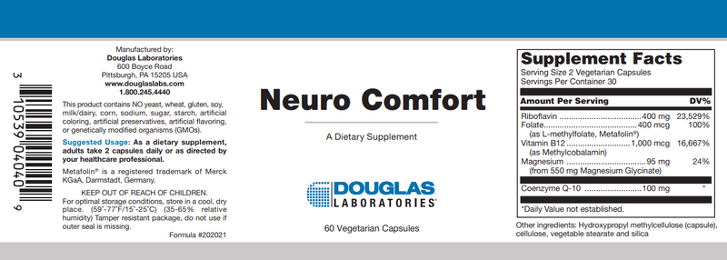 Neuro Comfort Douglas Labs Label