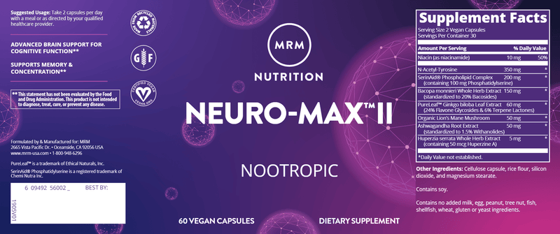 Neuro Max II (Metabolic Response Modifier) Label