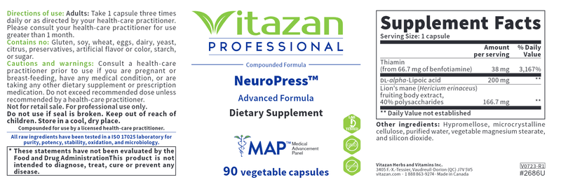 NeuroPress Vitazan Pro Label