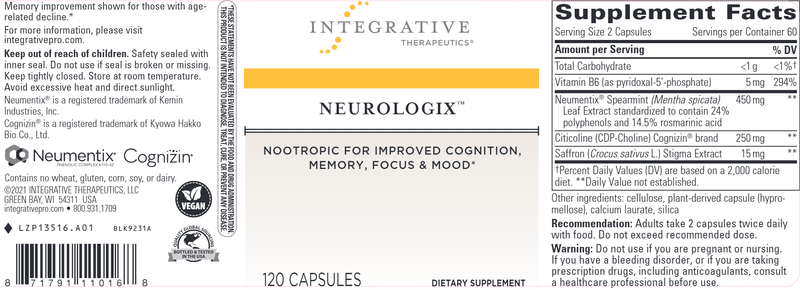 Neurologix 120ct (Integrative Therapeutics) Label