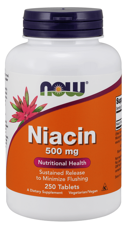 Niacin 500 mg Tablets (NOW) Front