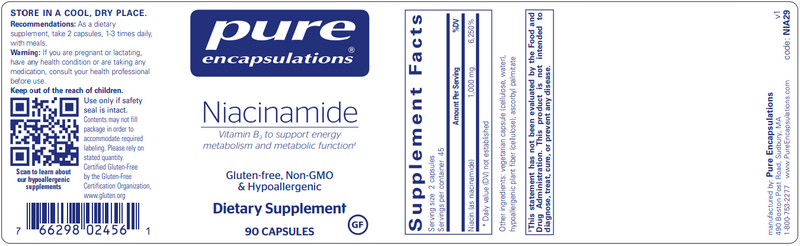 Niacinamide (Pure Encapsulations) Label