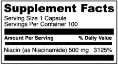 Niacinamide (DaVinci Labs) Supplement Facts