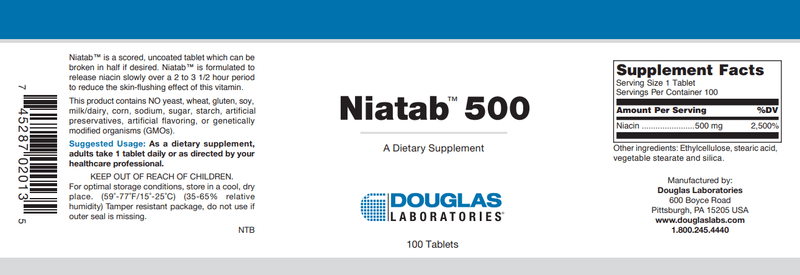 Niatab 500 Douglas Labs Label