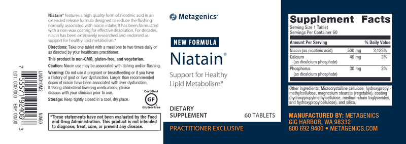 Niatain (Metagenics) Label