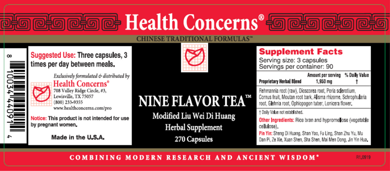 Nine Flavor Tea (Health Concerns) 270ct Label