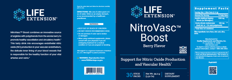 NitroVasc™ Boost (Berry) (Life Extension) Label