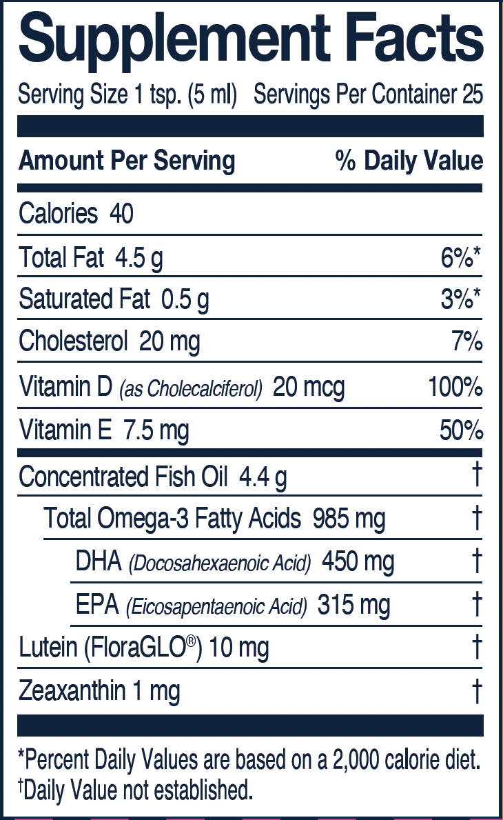 Norwegian Cod Liver Oil + 4.23oz (Wiley's Finest) Supplement Facts