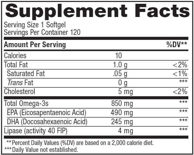Norwegian Gold Critical Omega (Renew Life) Supplement Facts