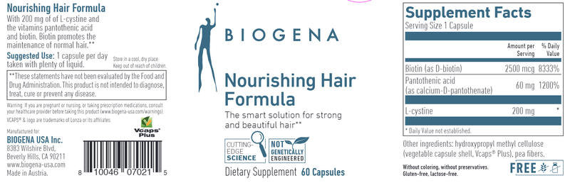 Nourishing Hair Formula Biogena Label