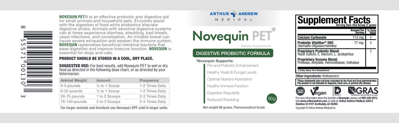 novequin pet arthur andrew medical label