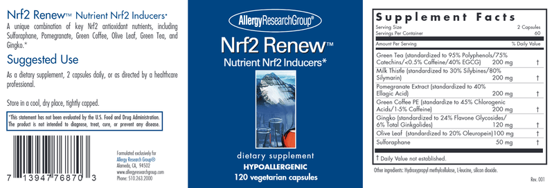 Nrf2 Renew® (Allergy Research Group) label