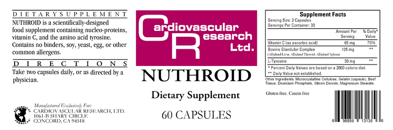 Nuthroid (Ecological Formulas) Label