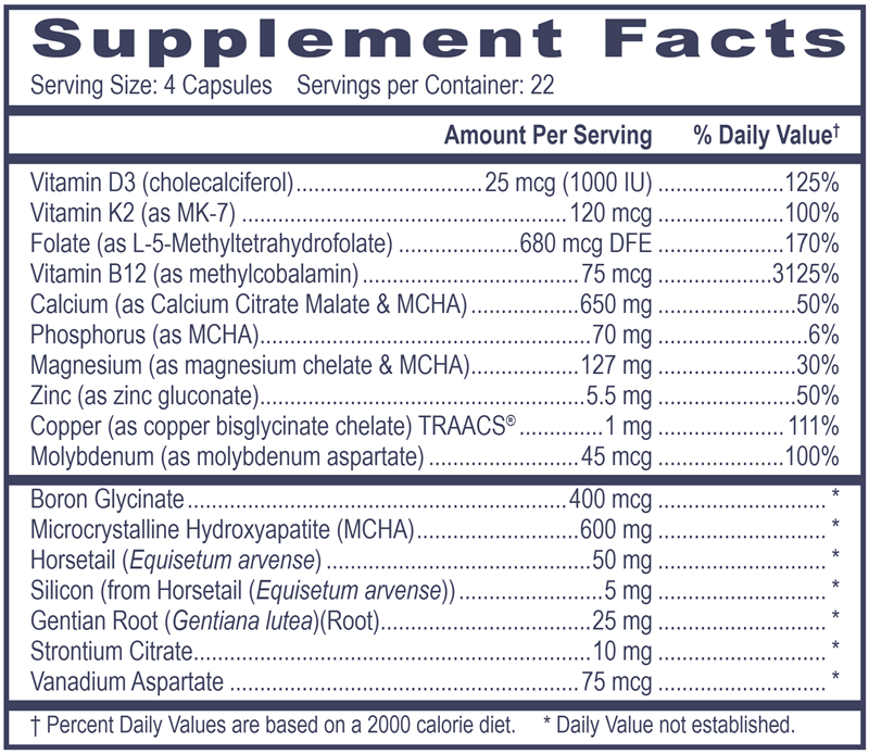 OSSEOAPATITE PLUS 90 Caps Professional Health Products Supplement Facts