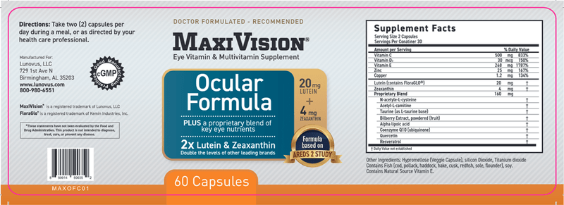Ocular Formula (Maxivision) Label