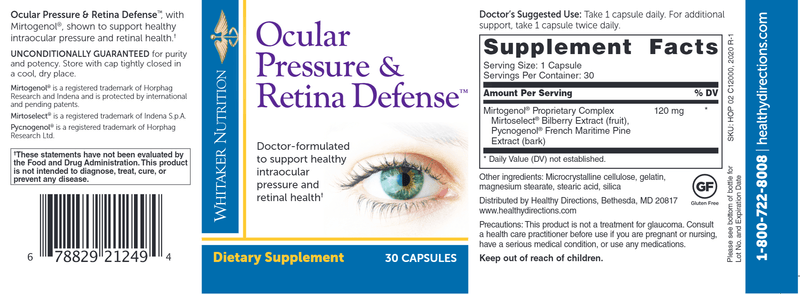 Ocular Pressure & Retina Defense (Dr. Whitaker/Whitaker Nutrition) Label
