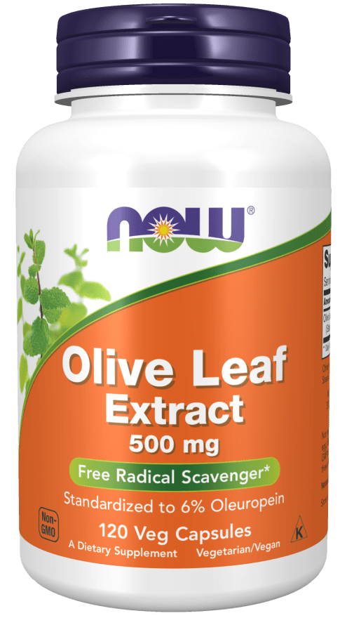 Olive Leaf Extract 500 mg 120 Veg Capsules (NOW) Front