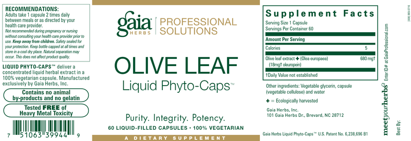 Olive Leaf (Gaia Herbs Professional Solutions) label
