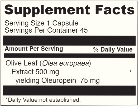 Olivir 15 - 45 Capsules (DaVinci Labs) Supplement Facts