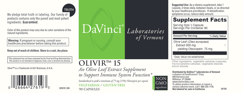 Olivir 15 (DaVinci Labs) Label