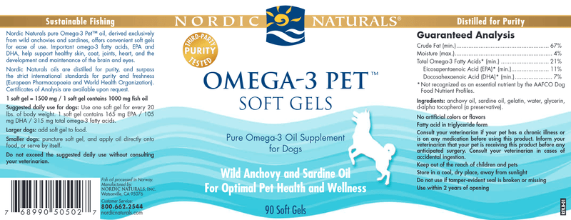Omega-3 Pet Soft Gels Nordic Naturals Supplement